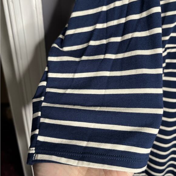 Pip & Vine Navy Blue Striped Long Sleeve Midi Dress Plus Size 3X - Picture 4 of 7